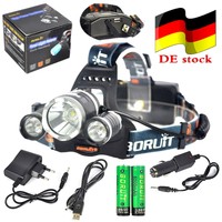 BORUIT 12000LM 3XXM-L2 LED Stirnlampe USB Kopf Licht 18650 Akku EU Car Ladegerät