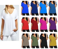 Damen Over Sized V Neck Tunika Bluse Shirt Batwing Top Größe EU 36-52