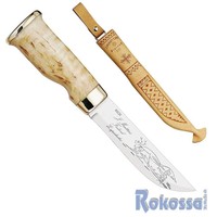 Marttiini Lappland-Messer, Klinge 10 cm, Birkenholz, Lederscheide, 180410