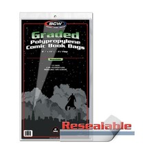 100 Bcw Crystal Clear Resealable Graded Comic Bags 8 1/2x 13 7/16 Acid Free