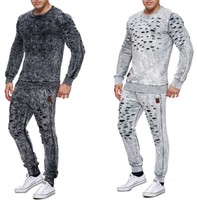 Herren Destroyed Risse Jogginganzug Jogging Hose Jacke Sportanzug Sporthose