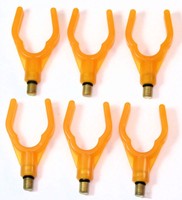 6 Stück Rutenablagen / Rutenauflagen U Form mit Metall Gewiende - Gelb