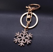 Chrismas Snowflake Snow Golden Key Chain Ring Keychain Keyfob Keyring Gift