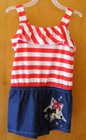 NEW GIRLS SIZE 4T MINNIE MOUSE RED WHITE STRIPED BLUE ROMPER 