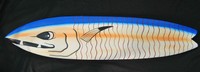 Deko Surfboard mit Raubfisch Motiv in 100cm Länge Surfbrett Fisch