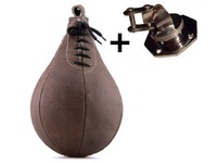 Profi Retro Boxbirne + Swivel, Speedball, Schlagbirne, Punchingball - echt Leder