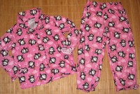Girls Too-Nite Pink Penguin Pajamas PJs Polyester 2 Piece Size 4T