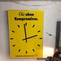 Alte Shell Werkstatt Uhr  Wanduhr Leuchtreklame mit UHR 90er Jahre TOP Zustand