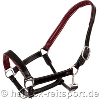 ~ Heinick Lederhalfter RUND Schwarz-Burgund ~ Full Warmblut Stallhalfter Leder