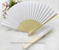 20 x White Summer Ladies Hollow Outdoor Folding Colorful Paper Hand Fans Wedding