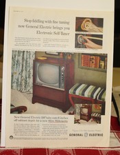 1957 General Electric Elctronic Self Tuner Tv print ad