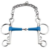 Pelham Gebiss einfach gebrochen Gummi mit Apfelgeschmack Feeling blau 12,5 cm