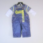 Oshkosh Baby Boys 2PC Gray LS Top~Blue Denim Overall Pants 6M 9M 12M 18M 24M NWT
