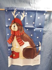 New Christmas Winter Dog Wearing Antlers Decorative Garden Yard Flag 12.5 X 18