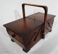 mid century design - Nähkasten Utensilienbox Buche Nähkästchen 50er - sewing box