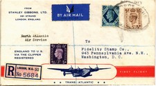 Dr Jim Stamps Uk Registered Airmail First Flight London-Washington Dc Cover 1939