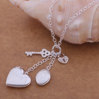  Medaillon Foto Kette+Anhänger Kette Halskette Silber Herz Amulette Versilbert