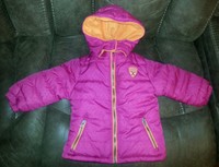 PINK PLATINUM PINK/ORANGE PUFFY FLEECE LINED HOODED COAT SIZE 2T CUTE! !EUC!!