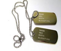 Edelstahlkette mit 2 Erkennungsmarken - gravurgeeignet - Hundemarke - Glanz - 