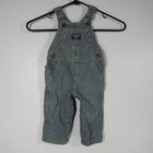 Oshkosh B'Gosh Vestbak Stripe Denim Bib Overalls 9 Mo Train Conductor Engineer 
