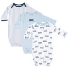 LUVABLE FRIENDS 3 PACK RIB KNIT COTTON BABY BOYS INFANT GOWNS 0-6 MONTHS TRAIN