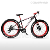 Fahrrad Fat Bike, SHIMANO 7 Gang, MTB, 26 Zoll, glanz Schwarz Rot