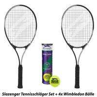 Slazenger Tennisschläger Set + Wimbledon Tennis Bälle Racket + Balls L1 L2 L3