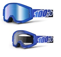 100% Strata Brille 2016 BLUE LAGOON BLAU Verspiegelt Klar MX Motocross Yamaha
