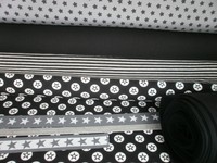 MEGA Stoffpaket Jersey 5 x50x140 (70) cm & Schrägband maritim Anker Stoffe black