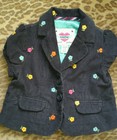 BABY GAP Girls Navy Blue Corduroy Flower BLAZER Coat Jacket Size 12-18 Months