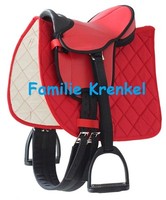 Sattel für Holzpferd   rot   12" NEU   Sattelset   Shetty   "My little Pony"