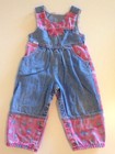 Vintage Toddler Lee Faded Jeans Pink Floral Denim Overalls size 2t REALLY CUTE