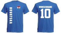 Kroatien HRVATSKA  T-Shirt Trikot Jersey  EM 2016 Fußball - inkl. Name + Nr Blau