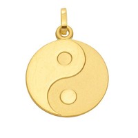 Gold 333 Ying Yang Freundschafts Anhänger mit Gravur Yin Yang mit Silber Kette