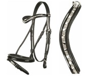 Lacktrense Trense Lack Shirley HKM Lackleder mit Strass schwarz o braun VB WB P