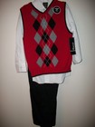 BOYS SUIT DRESS PANTS SHIRT SWEATER VEST 3 Piece Set Outfit Special Ocassion