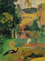 Landschaft mit Pfauen von Paul Gauguin | 50 x 60 cm | Ölgemälde