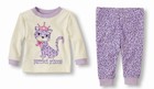 NEW Children's Place Girls' "PURRFECT PRINCESS" Purple LEOPARD Pajamas Set-Sz 2T