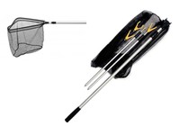 Forellensee-Kescherset Aluminium 2,20m Unterfangkescher klappbar+ 2 Rutenständer