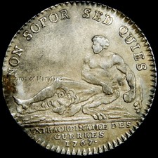 Revolutionary War Era Lud Xv 1767 France " But Sleep Is Not Quiet" Jeton! #Ak16