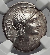 Roman Republic 110BC Rome CITIZEN Punishment LAW Ancient Silver Coin NGC i59955
