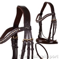  Neu edle Heinick Trense Lack Leder ~ Santos Braun ~ Trensenzaum schwedisch