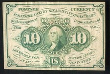 10 Ten Cents First Issue Fractional Currency Note Extremely Fine