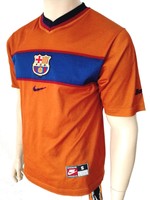 NIKE Jersey/Camiseta FC Barcelona Away 98/99 Orange-Blue S/M Kurzarm Polyester