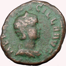 Herennia Ancient Viminacium Moesia Roman Coin Bull & Lion Legion i33975 Rare