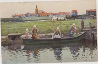 Emsland,Osnabrücker od. Münster- Land,AK,,Kinder am Fluss,See,Ort,  Kirchturm ??