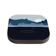 Kess InHouse Kess Original 'Swimming with Nessie' Blue Fantasy Coasters (Set of