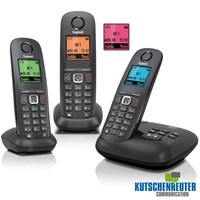 Gigaset A540A Trio (schwarz) - analoges DECT-Telefon mit AB, 3 Mobilteile