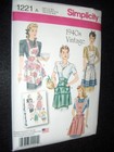 Vintage 1940s Aprons New Simplicity 1221 Pattern Sizes 10-20