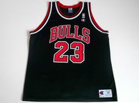 Chicago Bulls #23 Michael Jordan Schwarz Champion NBA Jersey Trikot Größe 48 XL